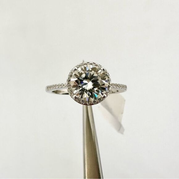 Halo Moissanite Ring Brilliant Round Cut 925 18K GRA 2 Ct Wedding Anniversary - Picture 9 of 11